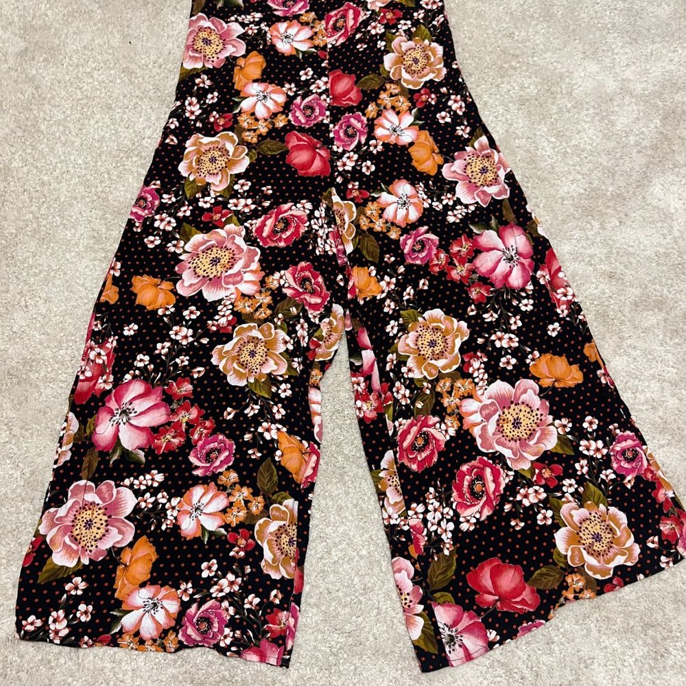Kachel x Anthropologie Jumpsuit Size 6 Wide Leg Floral Black Pink Yellow - Picture 5 of 10